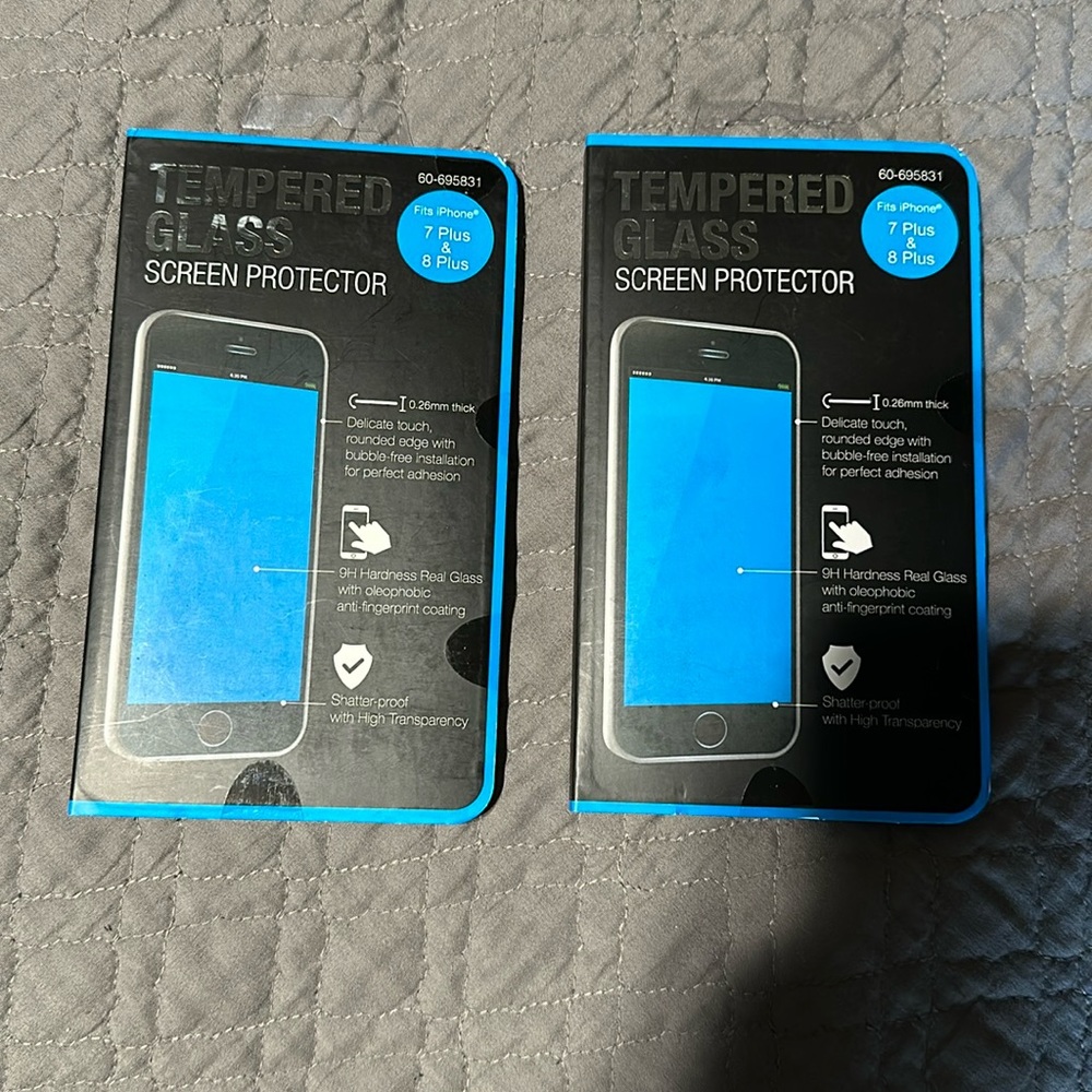 2 BRAND NEW TEMPERED GLASS SCREEN PROTECTORS FOR iPhone 7 & 8 PLUS